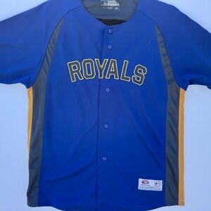 Kansas City Royals Jersey XL True Fan Blue Button Front Baseball Shirt